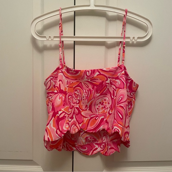 Lilly Pulitzer Ivy Crop Top in Pink Pout Mango Salsa - Picture 4 of 4